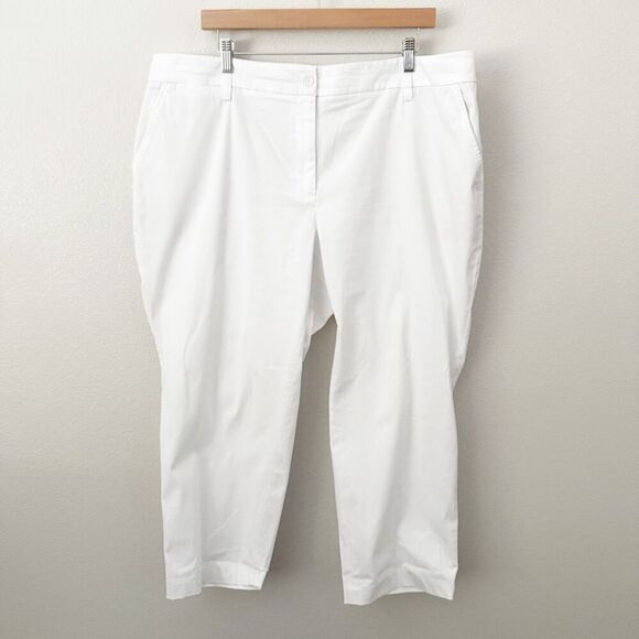 TALBOTS | White The Perfect Chino Curvy Ankle Pants Straight Cut | Size 18W Peti - Picture 2 of 7
